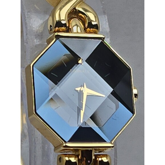 Vintage Lassale Seiko Womens Gold Tone Faceted Octagon Black Watch New Battery main image 8